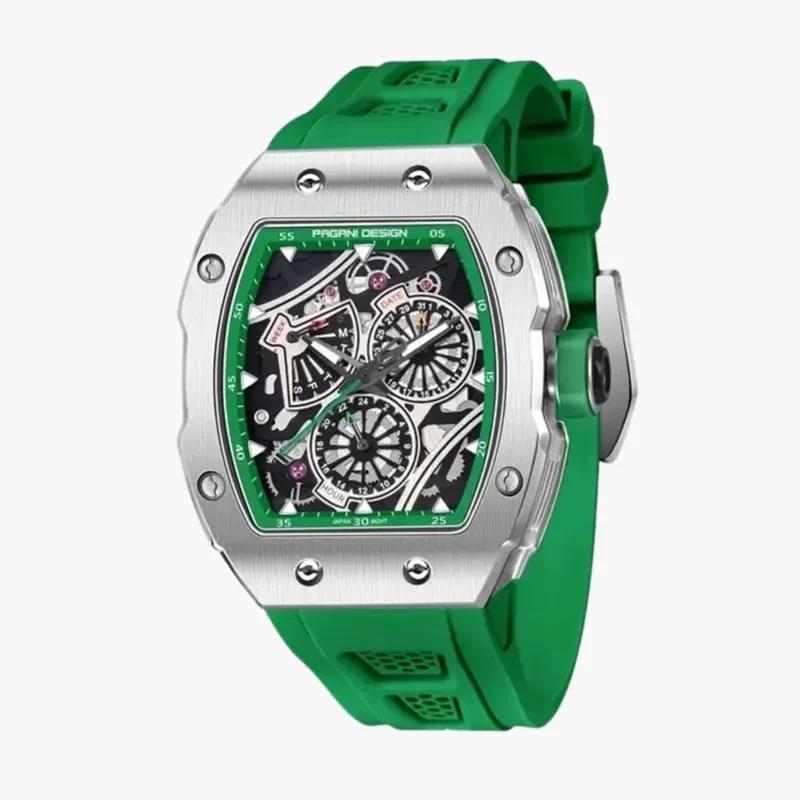 Pagani Design Multifunction Green Silicone Men's Watch- PD-YS012